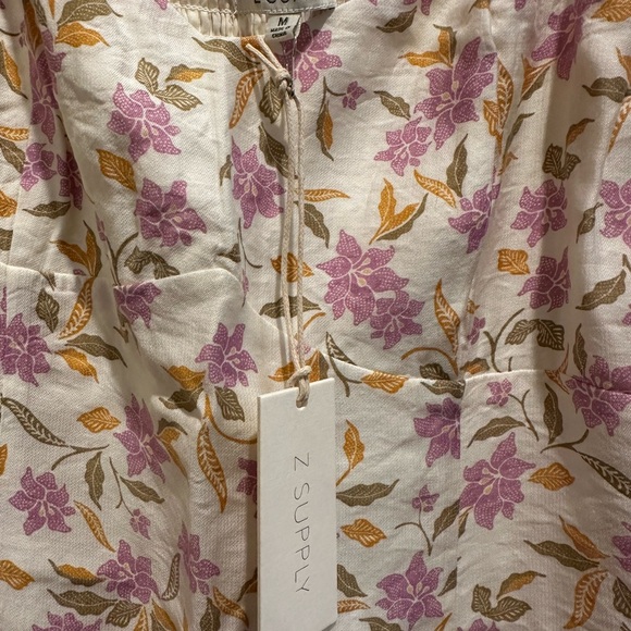 Z Supply Cream Mini Dress with Pink and Mustard Floral Print - Picture 4 of 4